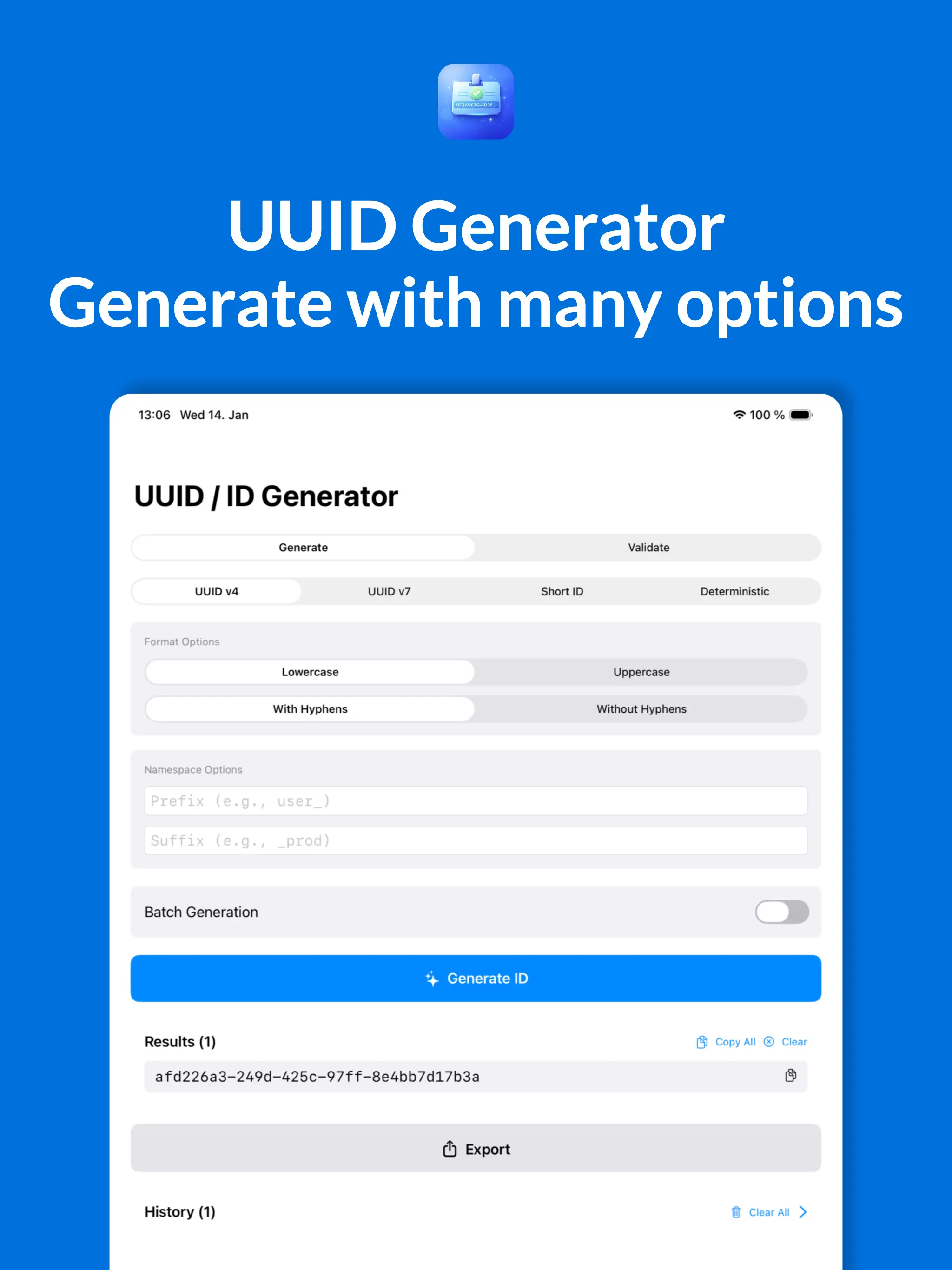 #5. UUID Generator & Validator (iOS) Ved: Marvin Krueger