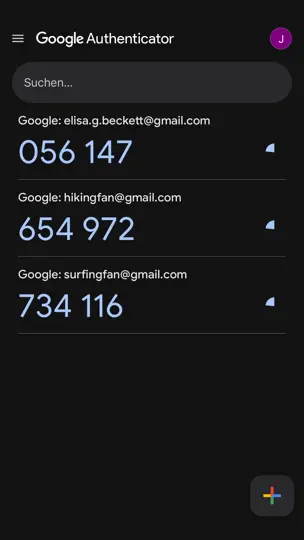 Screenshot von Google Authenticator auf dem iPhone 6