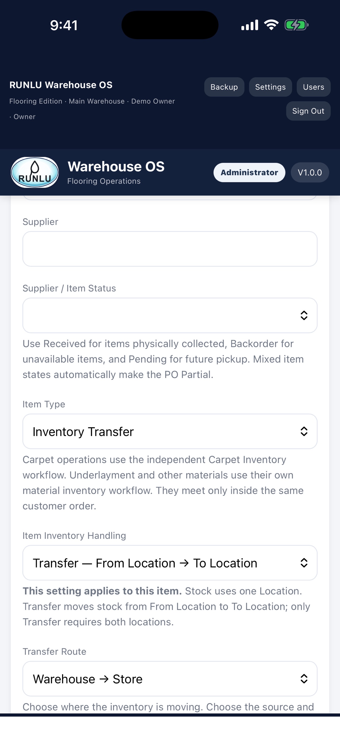 Screenshot 3 of RUNLU Warehouse OS - Flooring