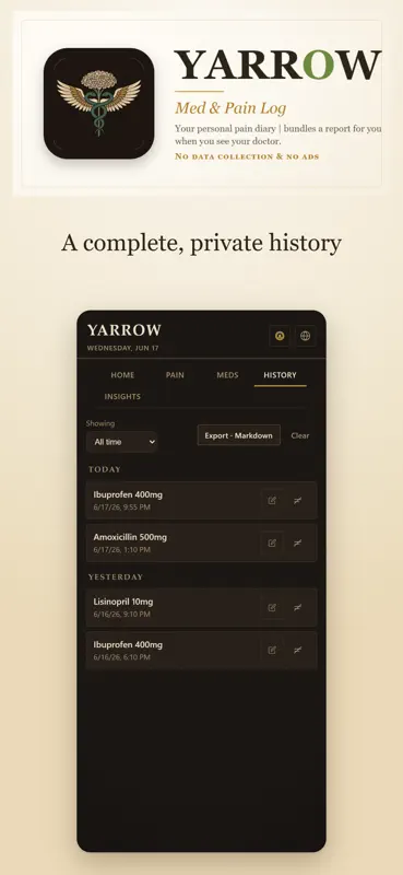 Yarrow - Med & Pain Log screenshot 5 of 8