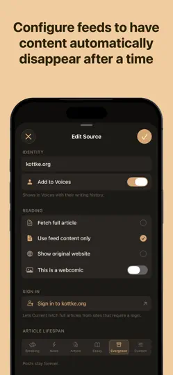 Captura de pantalla de Current - RSS Feed Reader en iPhone 5