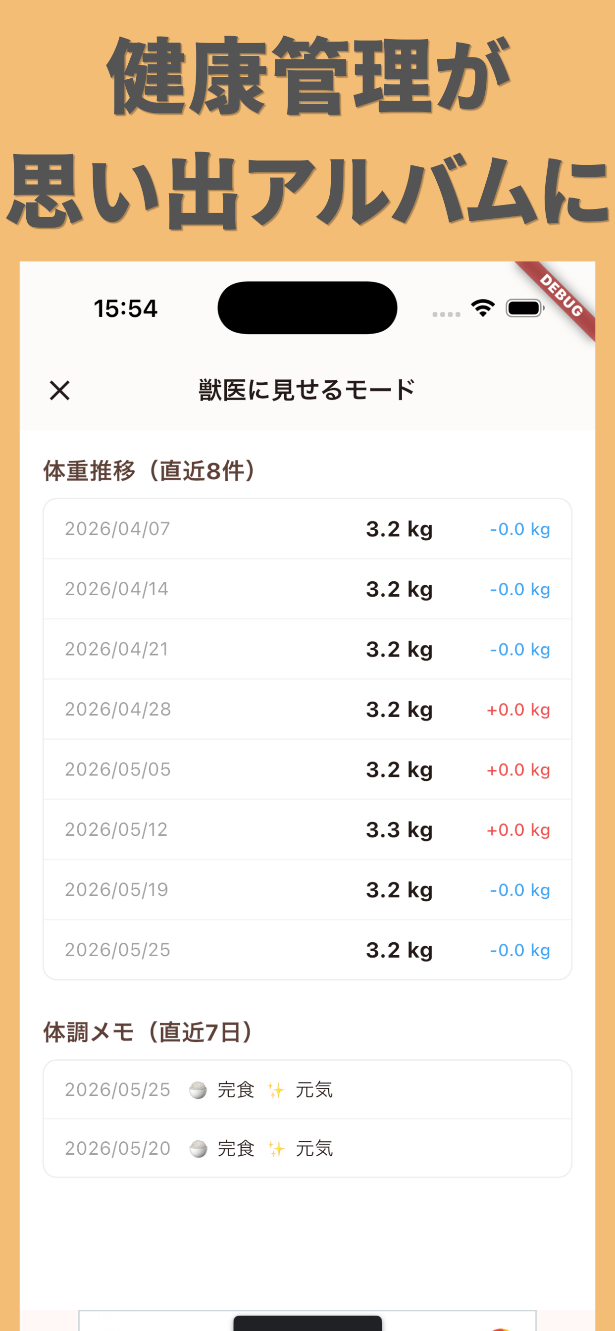 うちの子ログ ペット健康・体重管理 犬猫の健康記録