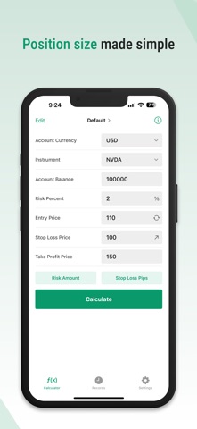 Position Size Calculator Plus iPhone screenshot