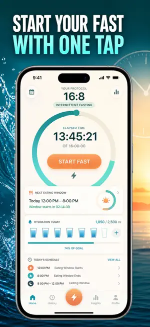 Fasting Timer & Hydration Log screenshot 1