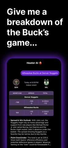 Heater AI - Sports Chat iPhone screenshot