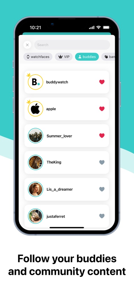 Buddywatch - Watch Faces - Users can expand their creative inspiration by following other community members, accessing shared content and trending watch face ideas.