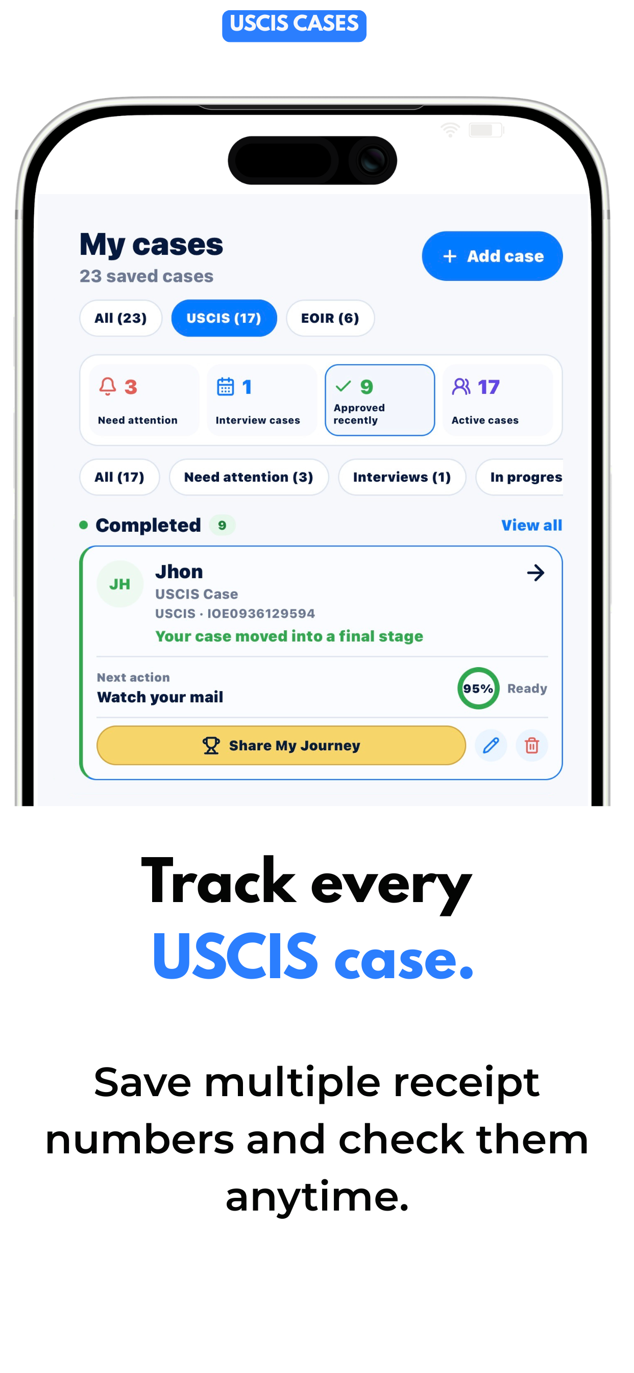 MiCaso: USCIS Case Tracker screenshot 2