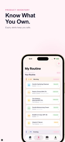 Skincare Routine Tracker-Glow iPhone screenshot