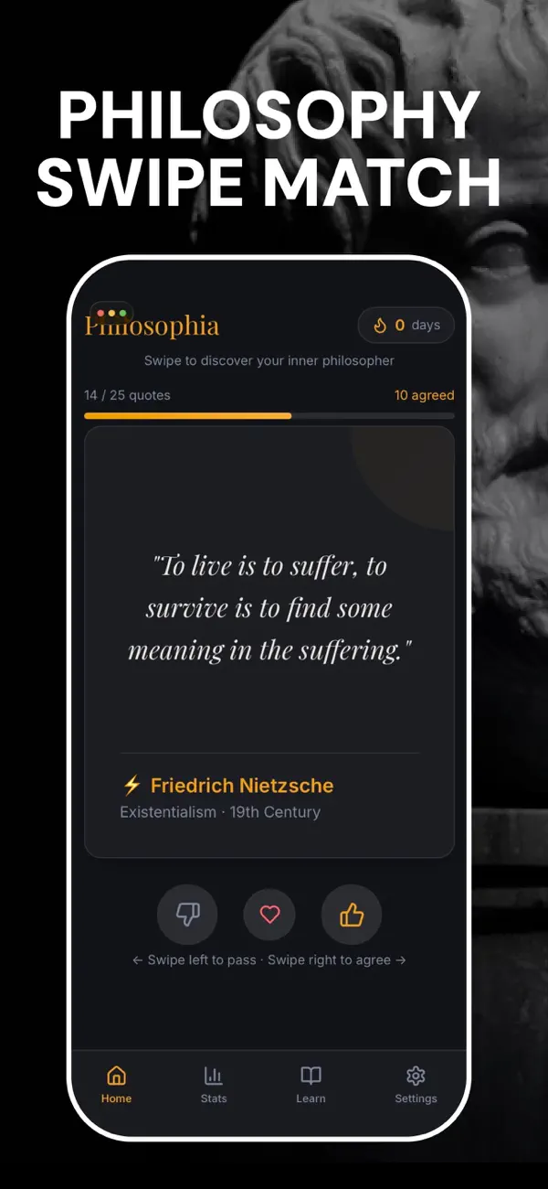 Screenshot #1 pour Philosophy Swipe Match