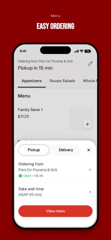 Pie's On Pizzeria & Grill iPhone screenshot