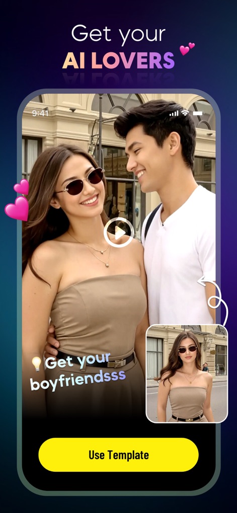 Photo & video editor: DigiArt - La función 'AI Lover' permite la creación de acompañantes IA personalizados, generando escenas románticas con un nivel de detalle sorprendente a partir de una única fotografía.