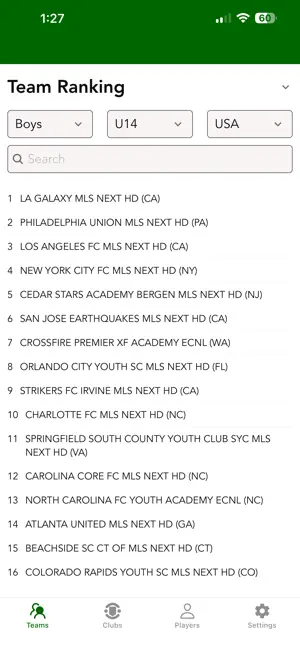 Soccer Rankings screenshot 1