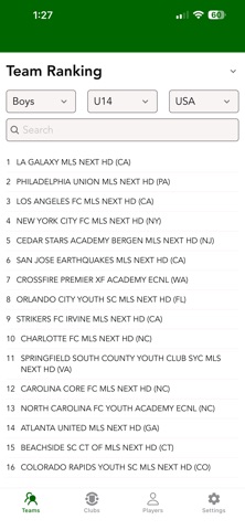Soccer Rankings screenshot
