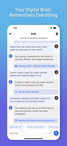 AVA: AI Productivity Assistant iPhone screenshot