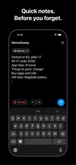 Скриншот MemoDump: Quick Temp Notes на iPhone 1
