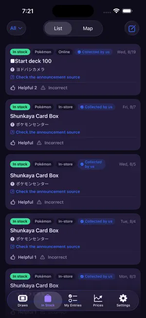 Japan TCG Draws & Restock Map screenshot 2