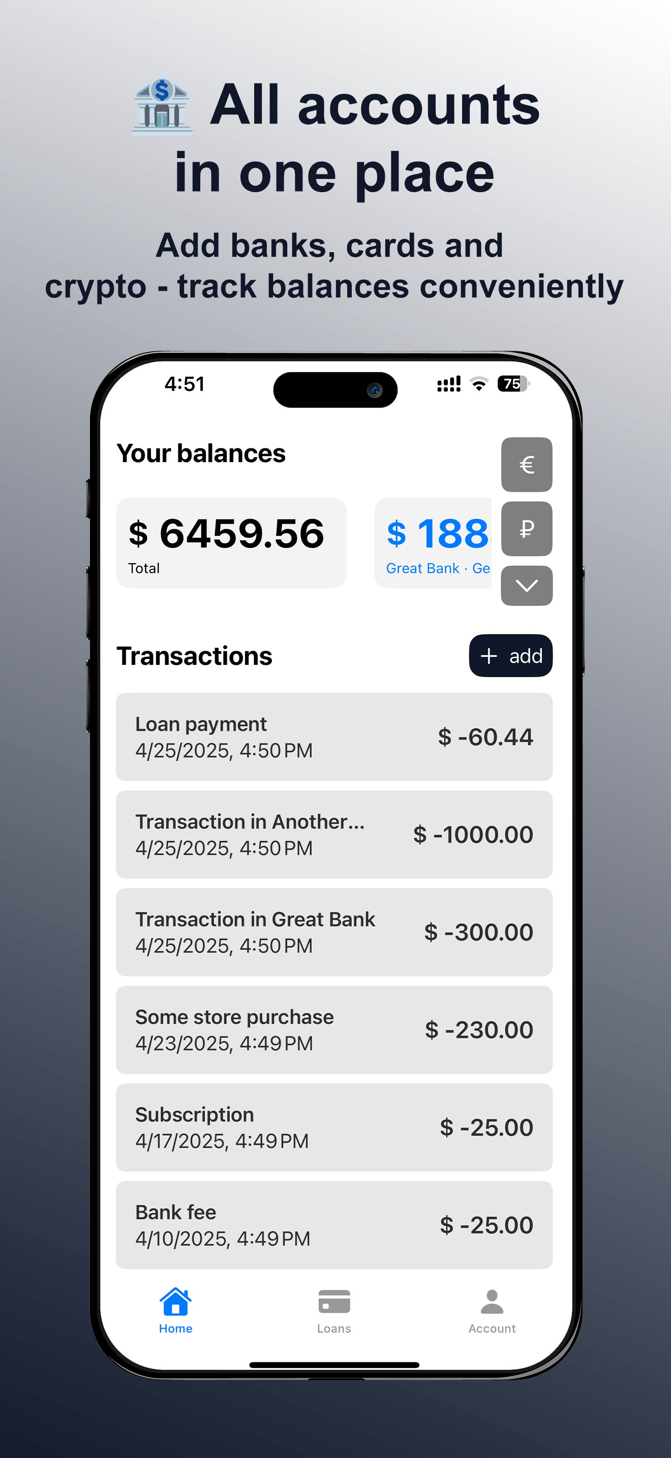 All Banks - Manage accouns