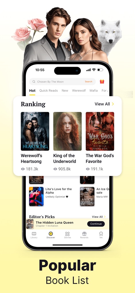 AnyStories-Top Novels & Books - The app highlights popular titles through its robust ranking system and visually engaging book covers within the "Trending Now" section.