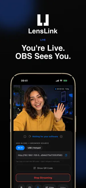 LensLink: Phone Webcam for OBS screenshot 1