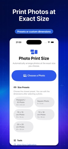 Photo Print Size: Auto Layout iPhone screenshot