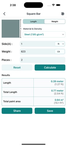 Metal Weight Calculator Pro screenshot
