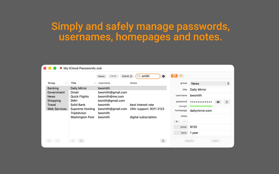 #1. SamuraiSafe: Password Manager (macOS) 由: Michael Rourke