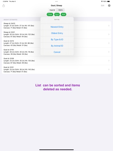 Goat / Sheep Weight Estimator iPad screenshot