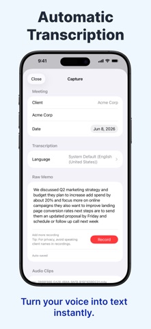 CallRecap: Client Call Memo AI screenshot