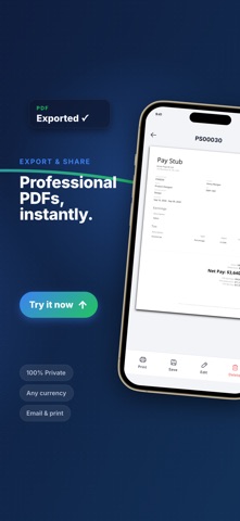 Paystub Generator - Pay Stub iPhone screenshot