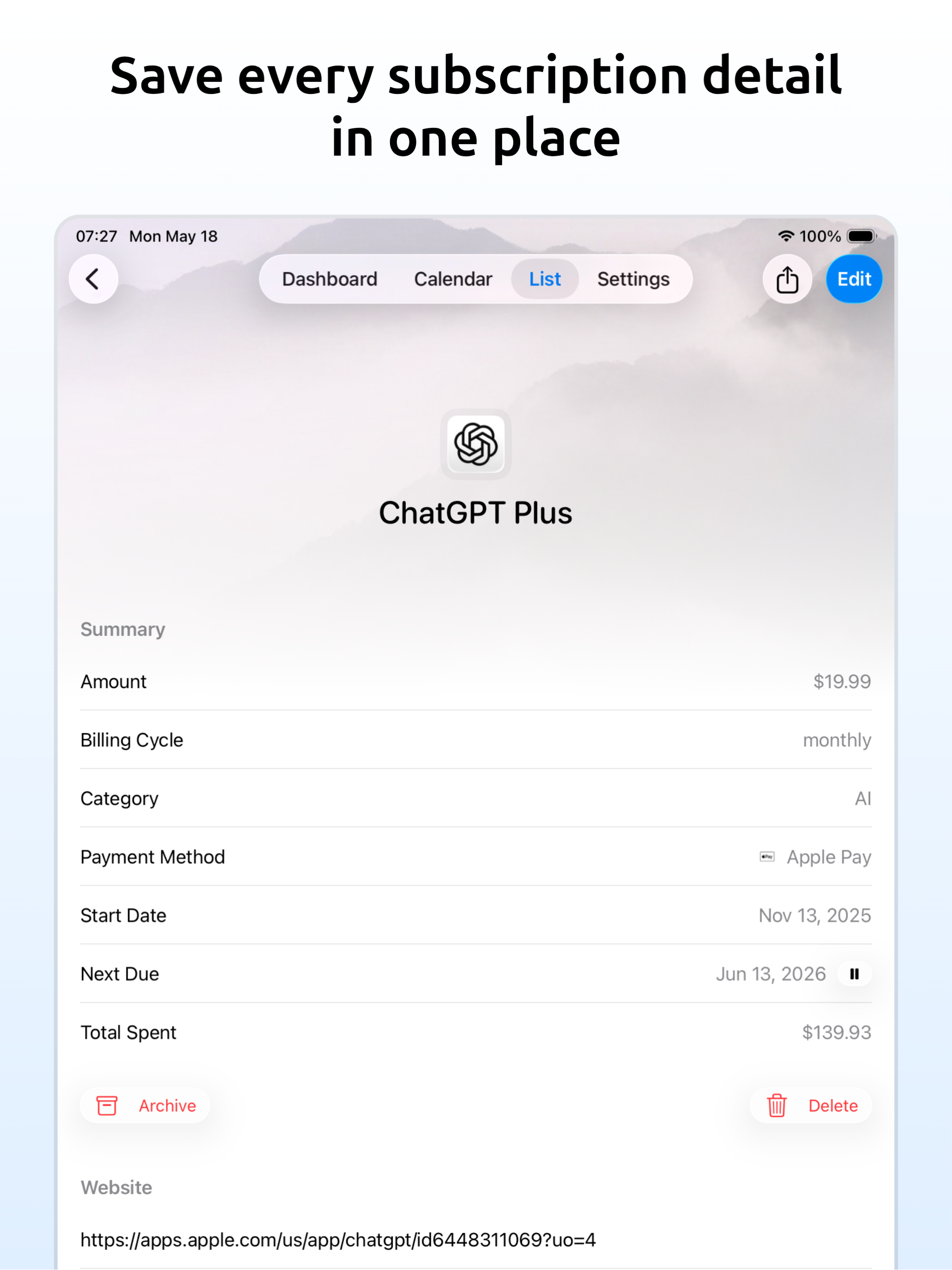 SubList: Subscription List