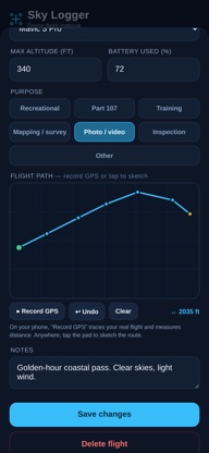 Sky Logger Flight Log screenshot 2