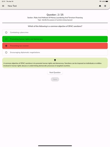 Anti Money Laundering Test iPad screenshot