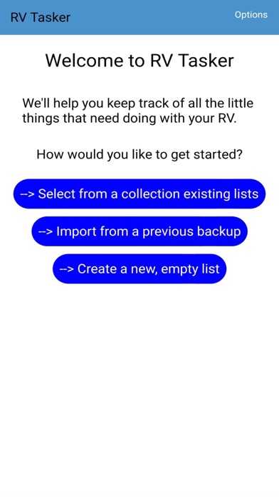 RV Tasker Easy Checklists Screenshot