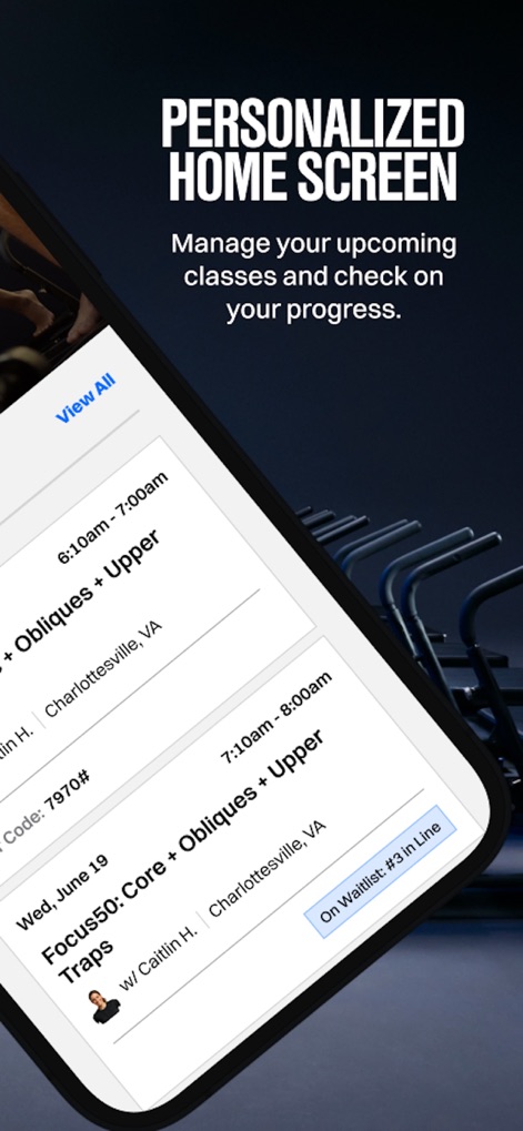 [solidcore] - Esta vista centraliza las sesiones venideras, mostrando el detalle de las 'Clases Próximas' y el estado de la 'Lista de Espera'.