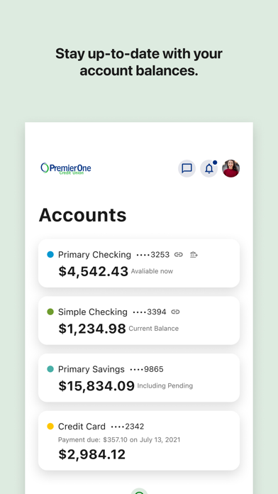 PremierOne Credit Union Screenshot
