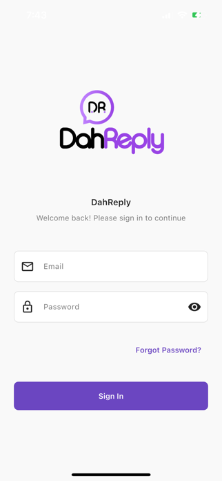 Dah Reply Mobile App Screenshot 1 of 6