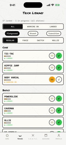 Skate Tracker: Trick Log Screenshot 2 of 10