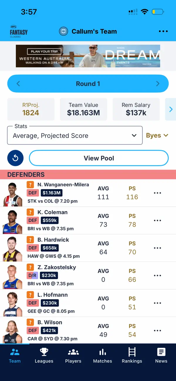 Screenshot #1 pour AFL Fantasy