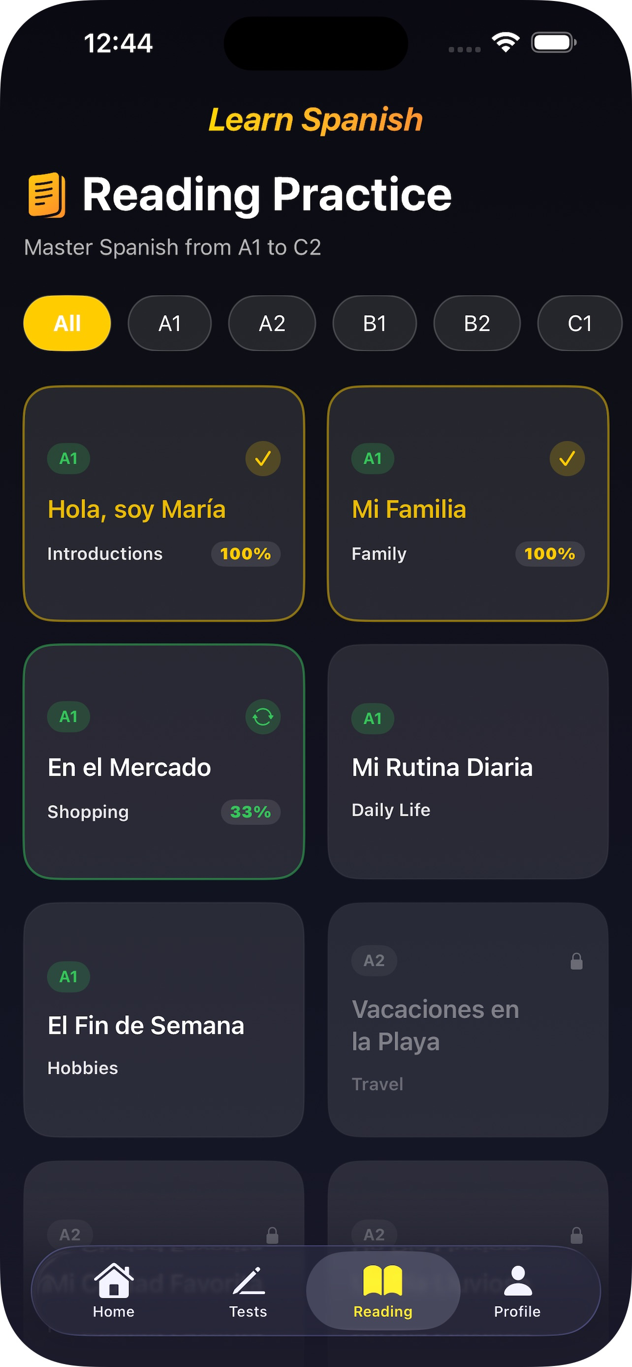 Learn Spanish: Reading & Quiz screenshot 4