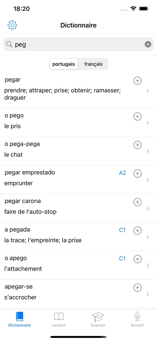 Screenshot #1 pour Portugais Pro: dictionnaire C1