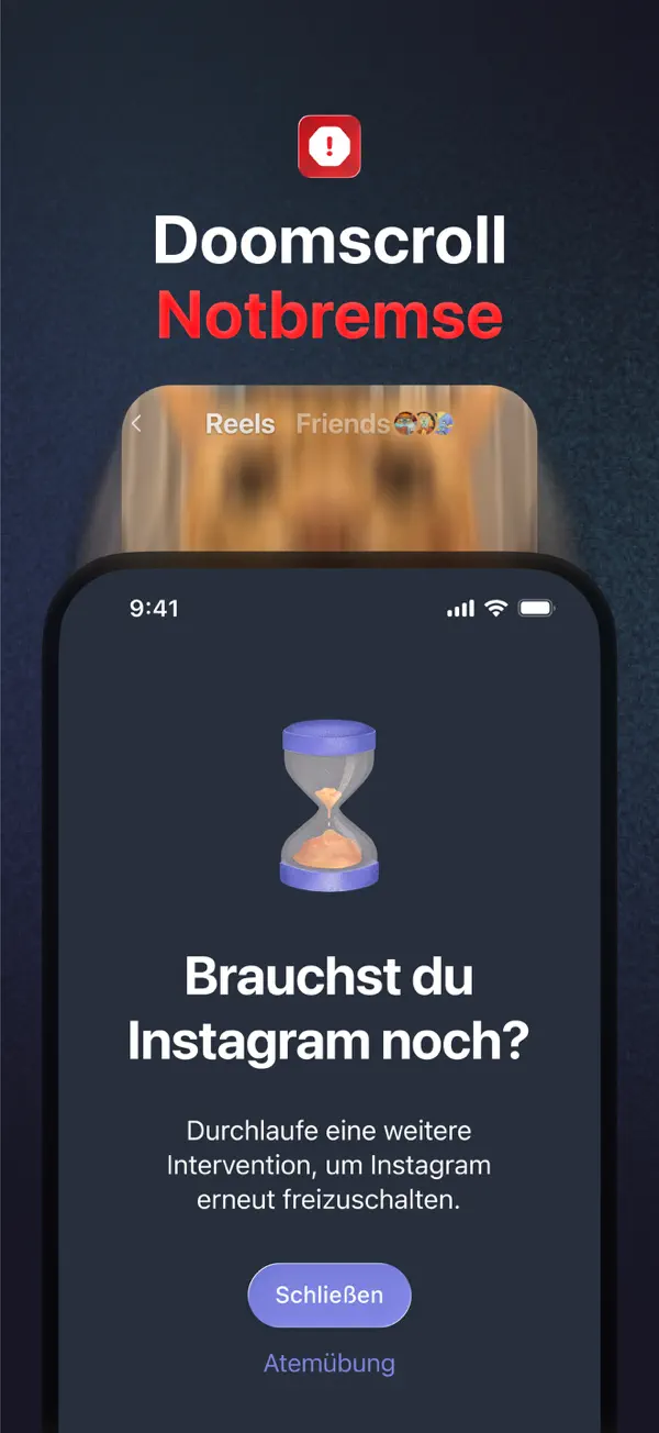one sec | App Zeitlimit Sperre iPhone App Screenshot 3 – Produktivität