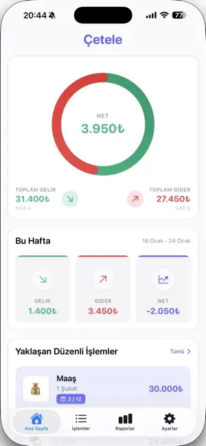 Çetele: Bütçe Takibi screenshot 1
