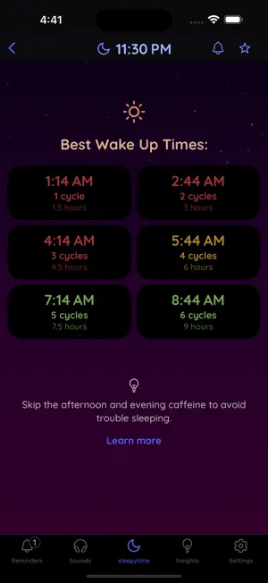 sleepytime calculator screenshot 2