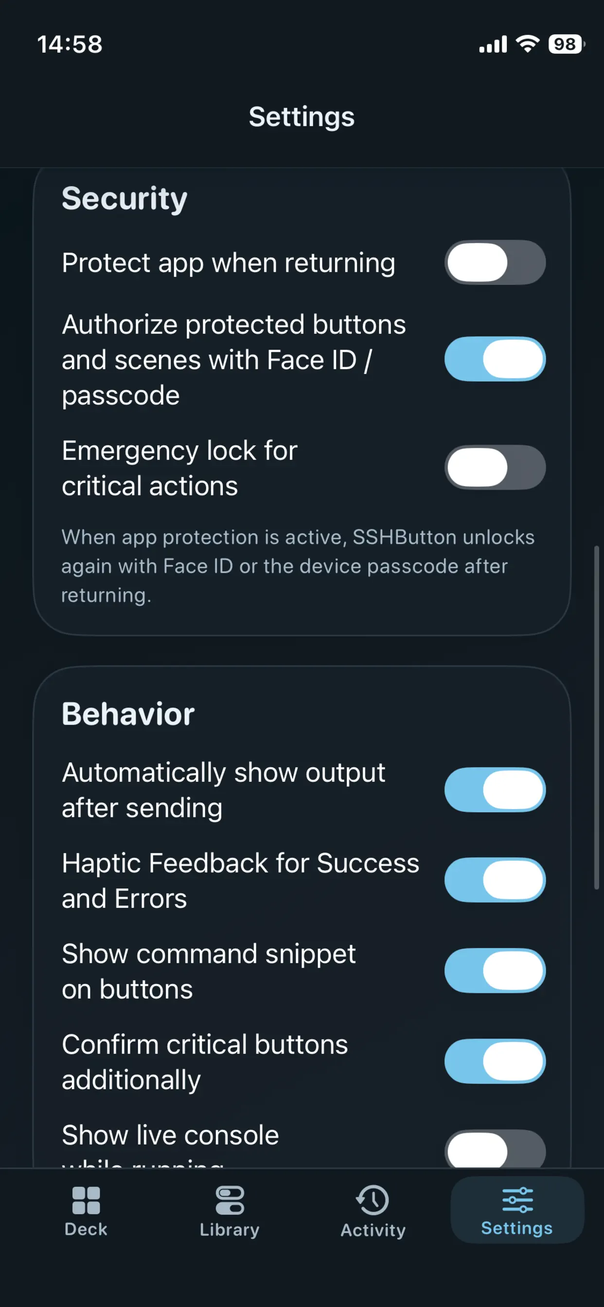 #8. SSHButton (iOS) Ved: Dennis-Michael Kern