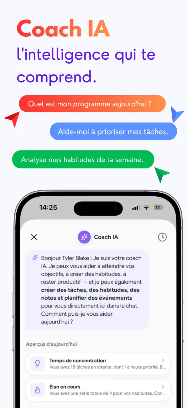 Screenshot #3 pour OneMind: Tâches, Agenda & IA