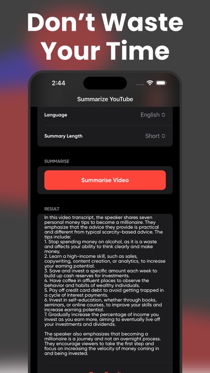 Summarizer for YouTube