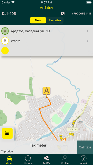 Dali-105 - taxi order Screenshot 1 - AppWisp.com