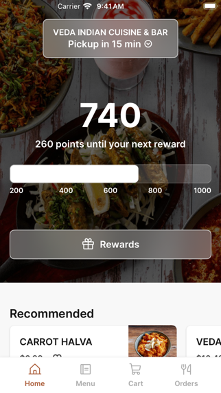 VEDA INDIAN CUISINE & BAR iPhone screenshot 1 - Food & Drink app