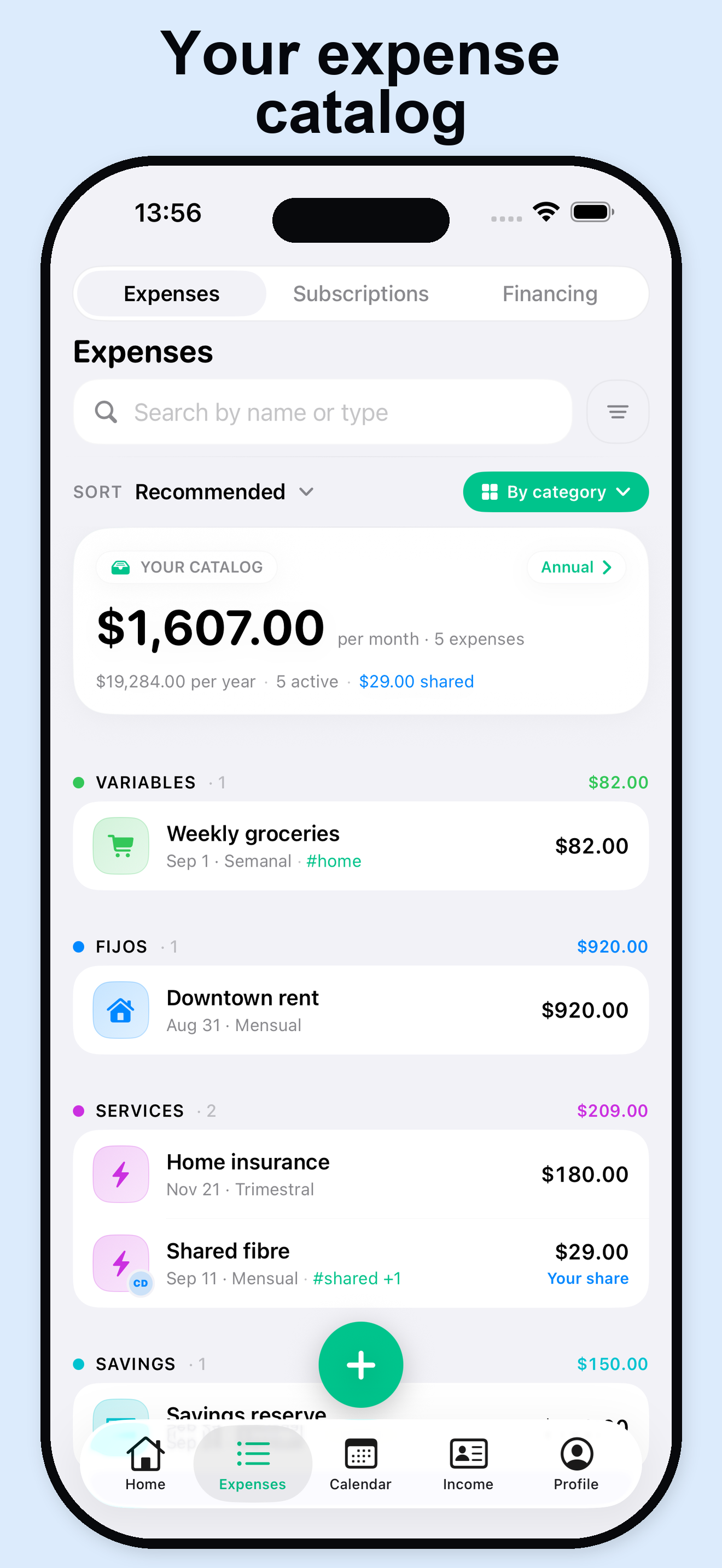 Expenses & Subscriptions screenshot 2