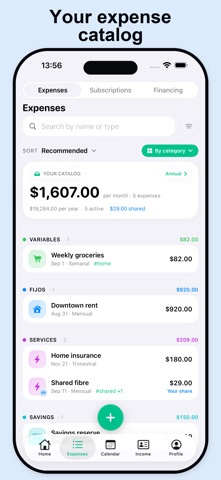 Expenses & Subscriptions iPhone screenshot